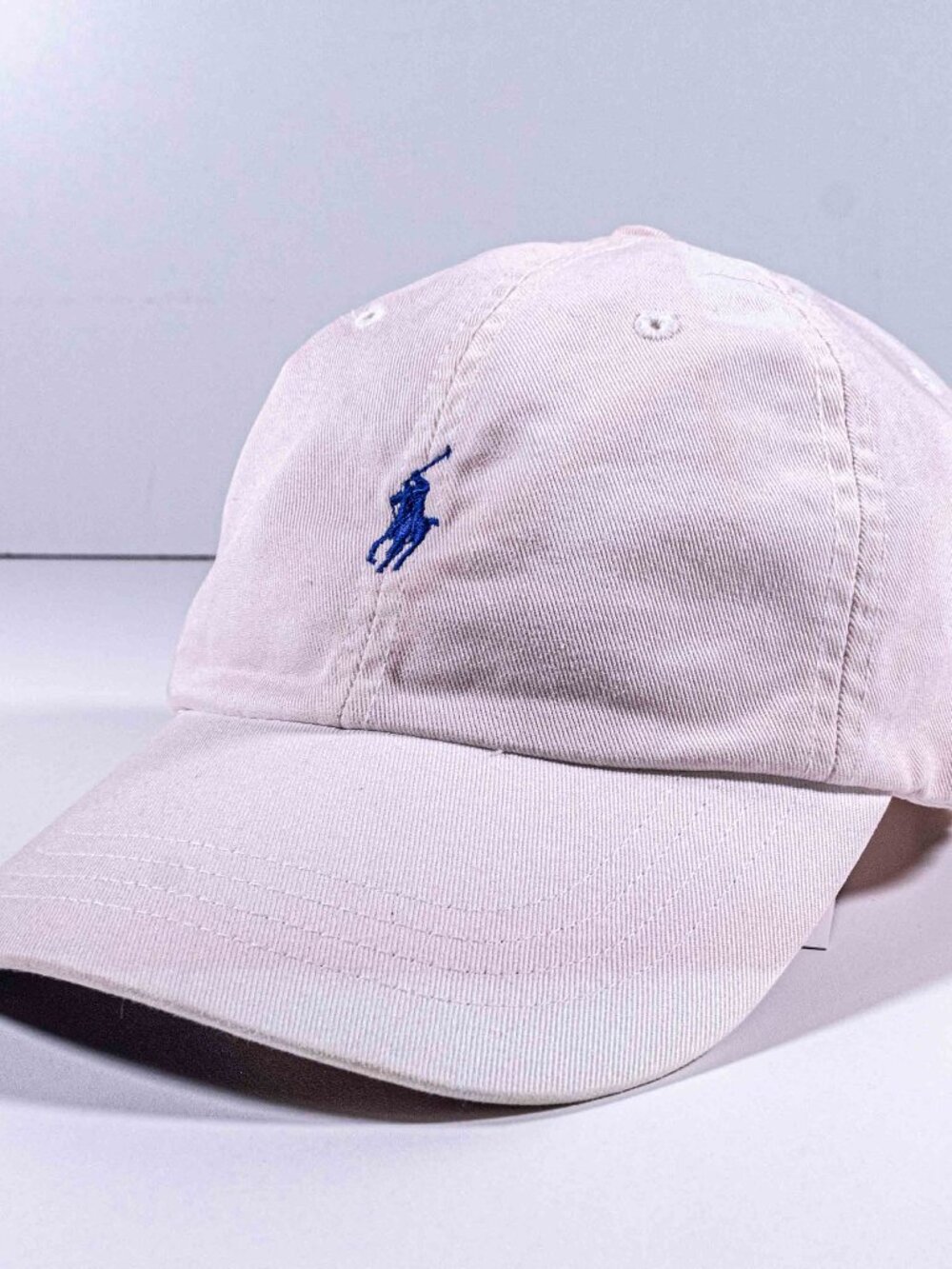 Vintage Polo Ralph Lauren Pony Hat Distressed Worn White Leather Strapback Cap